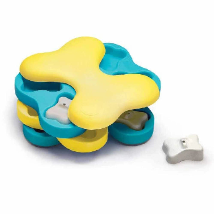 {{ Nina Ottosson Dog Tornado Interactive Treat Dog Puzzle Toy Blue/Yellow Level 2 }} dog and cat toy from ZoomieGood.