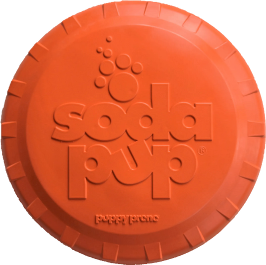 {{ SP Bottle Top Flyer Durable Rubber Retrieving Frisbee }} dog and cat toy from ZoomieGood.