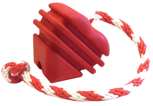 {{ MKB Heart on a String Ultra-Durable Durable Rubber Chew Toy, Reward Toy, Tug Toy, and Retrieving Toy }} dog and cat toy from ZoomieGood.