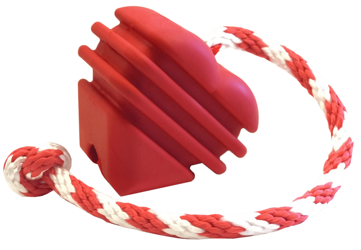 {{ MKB Heart on a String Ultra-Durable Durable Rubber Chew Toy, Reward Toy, Tug Toy, and Retrieving Toy }} dog and cat toy from ZoomieGood.