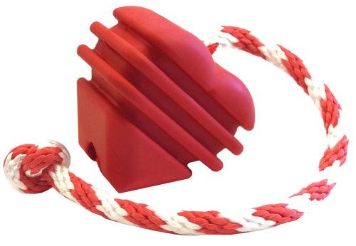 {{ MKB Heart on a String Ultra-Durable Durable Rubber Chew Toy, Reward Toy, Tug Toy, and Retrieving Toy }} dog and cat toy from ZoomieGood.