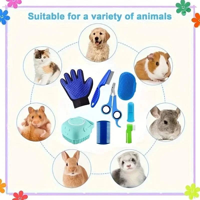 Grooming Kit 8Pcs 8-in-1 Dog Grooming Kit – Nail Clippers & Brushes