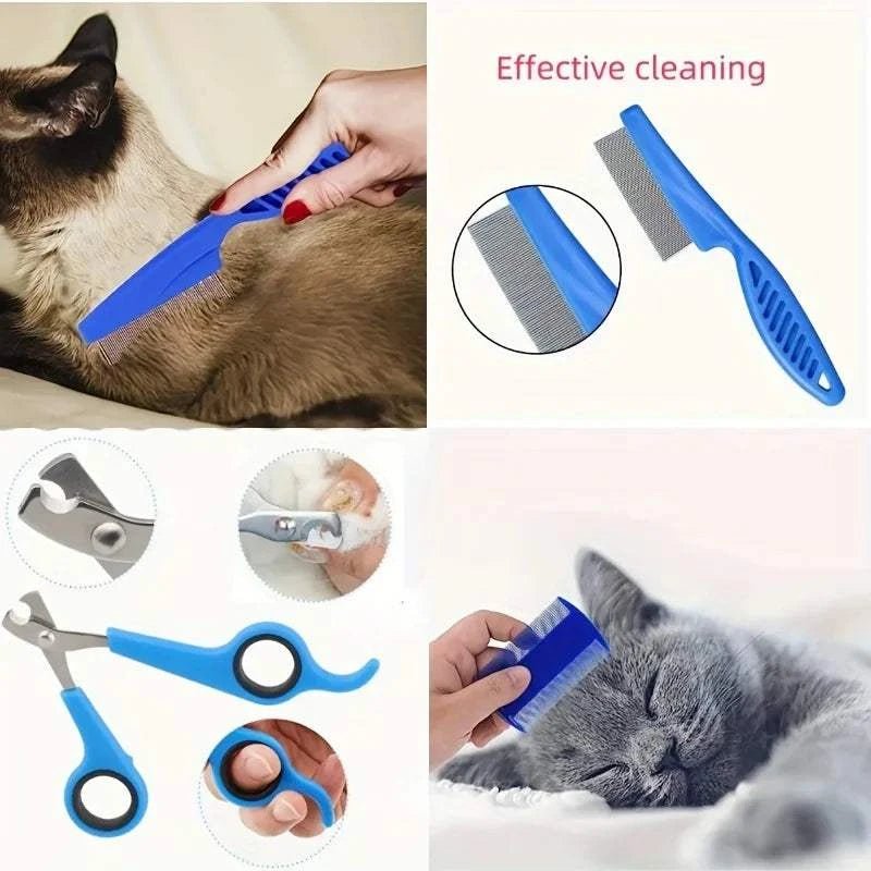 Grooming Kit 8Pcs 8-in-1 Dog Grooming Kit – Nail Clippers & Brushes