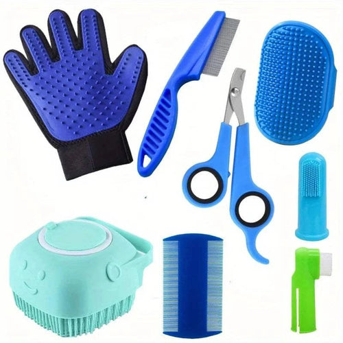 Grooming Kit 8Pcs 8-in-1 Dog Grooming Kit – Nail Clippers & Brushes