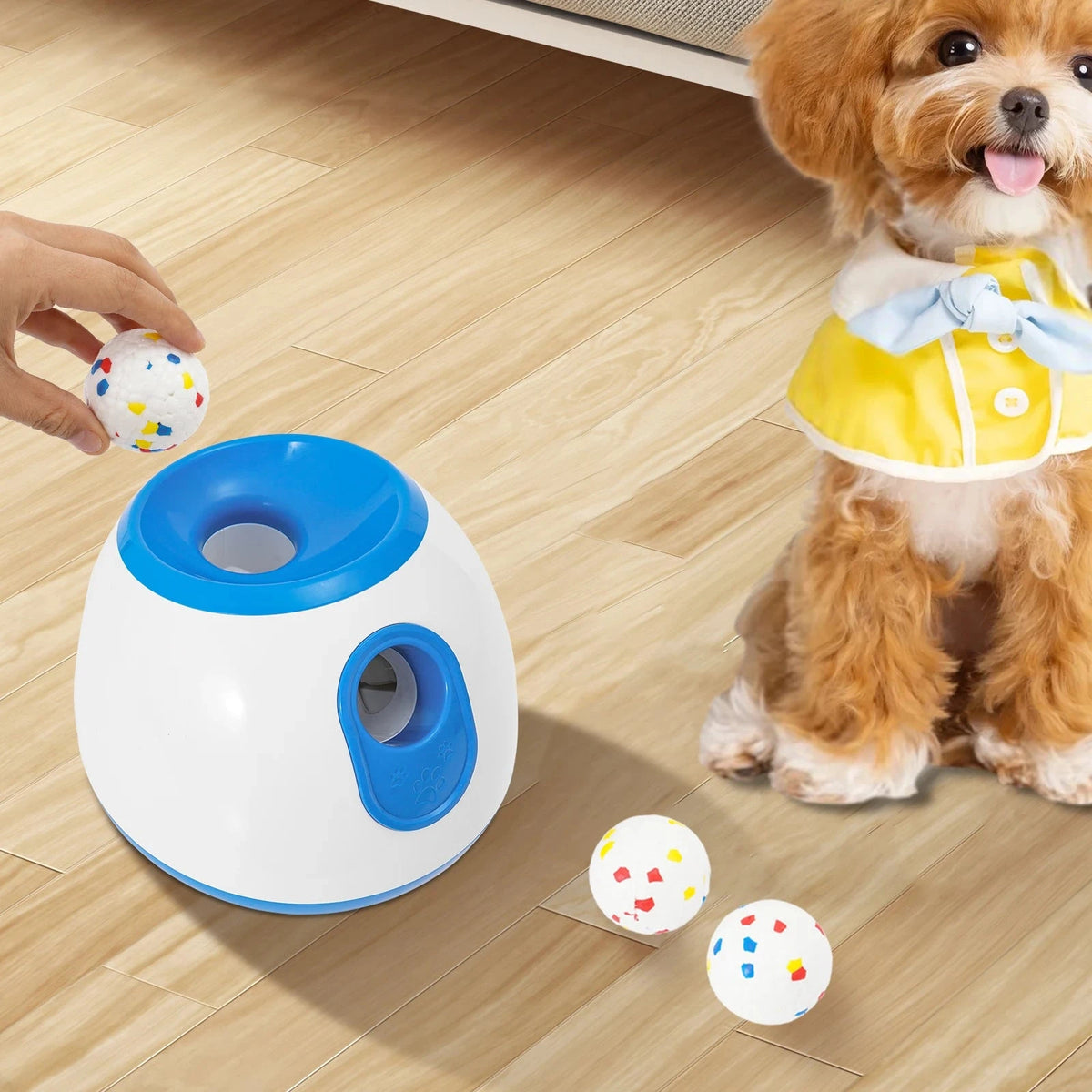 {{ Automatic Dog Ball Launcher – 10–30ft Adjustable }} dog and cat toy from ZoomieGood.