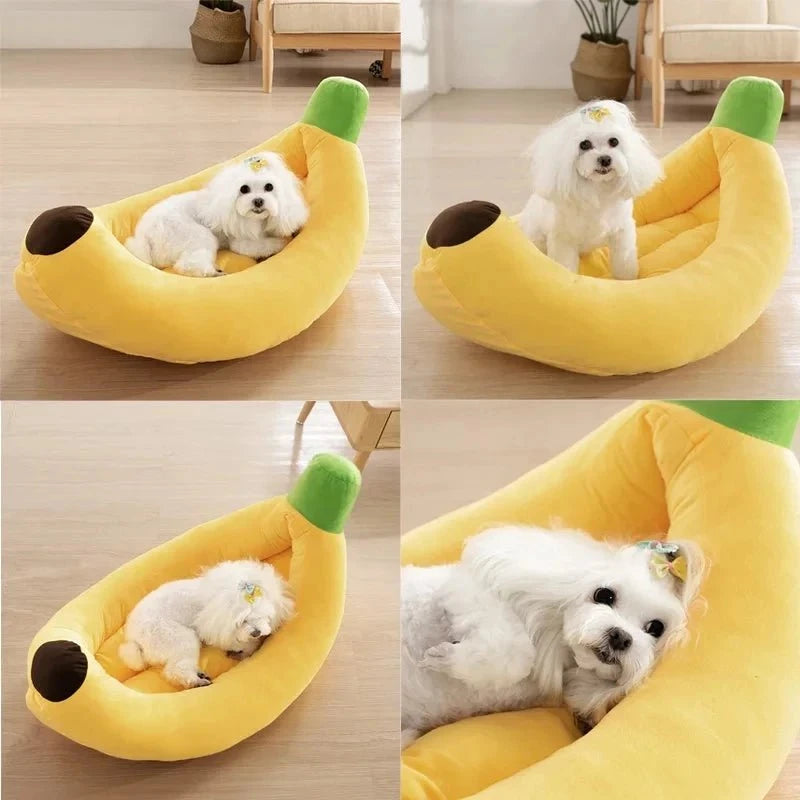 Dog Bed Nest Banana-Shaped Soft Pet Bed – Cozy & Fun Design