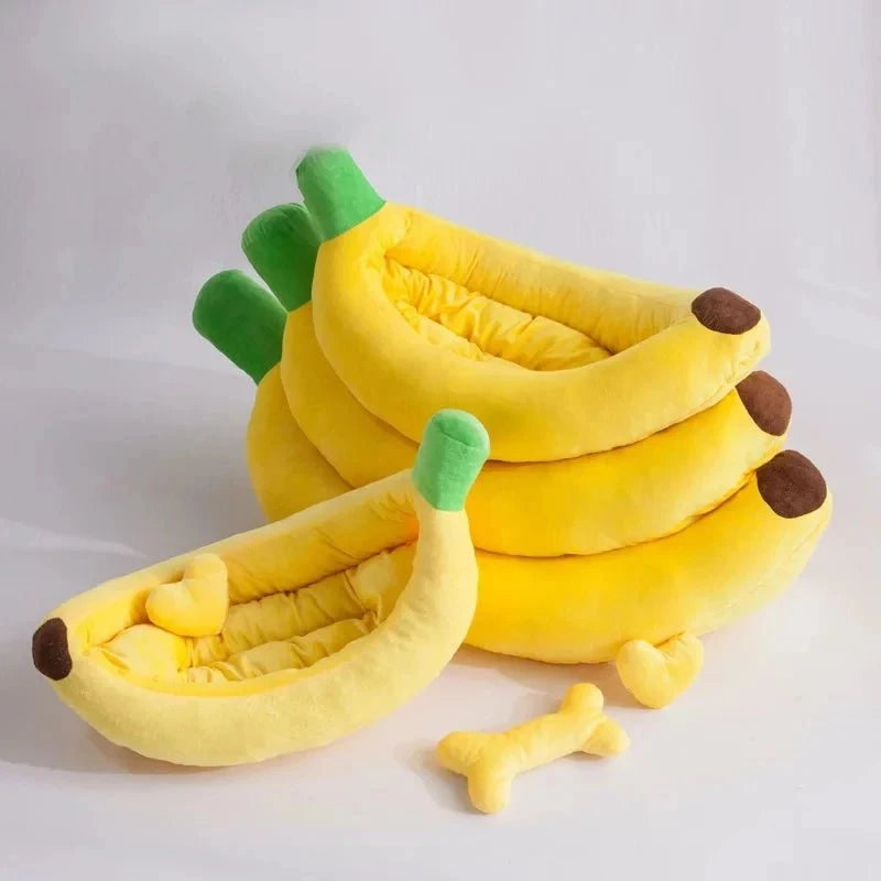 Dog Bed Nest Banana-Shaped Soft Pet Bed – Cozy & Fun Design