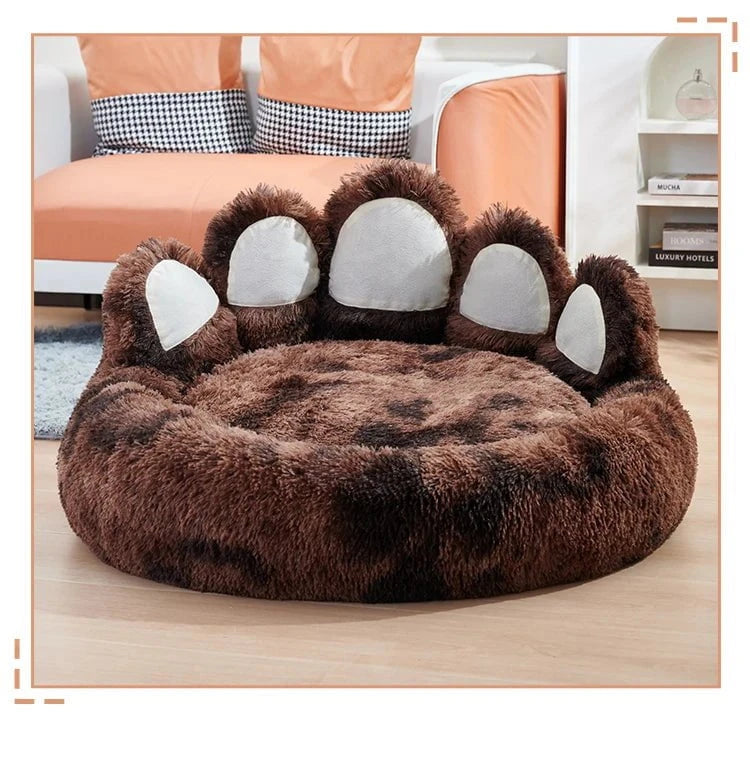 Calming Dog Bed Cozy Paw-Shaped Calming Dog Bed – Fluffy & Washable