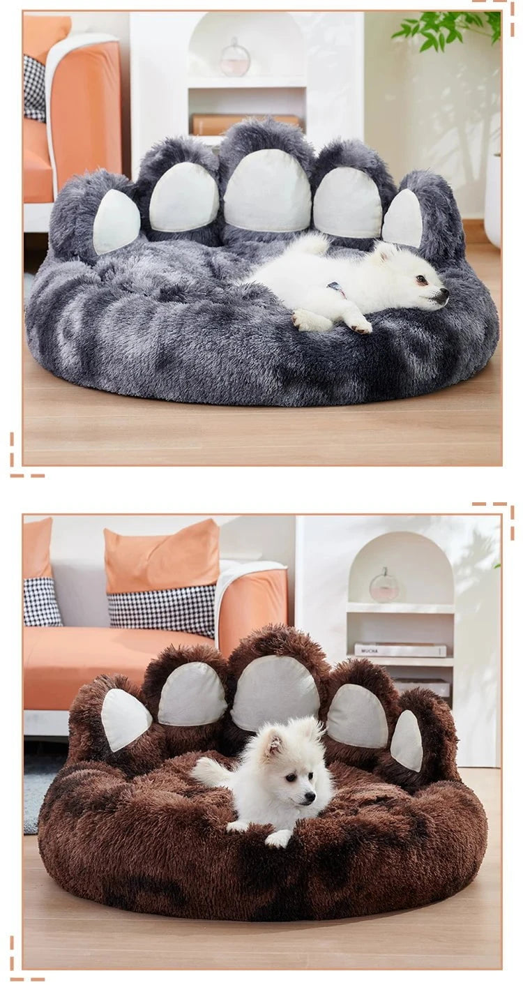 Calming Dog Bed Cozy Paw-Shaped Calming Dog Bed – Fluffy & Washable