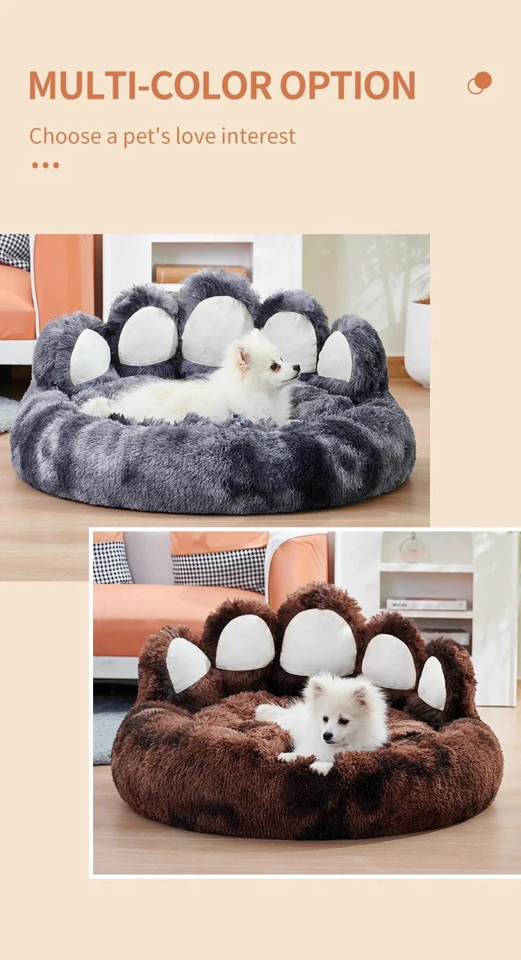 Calming Dog Bed Cozy Paw-Shaped Calming Dog Bed – Fluffy & Washable