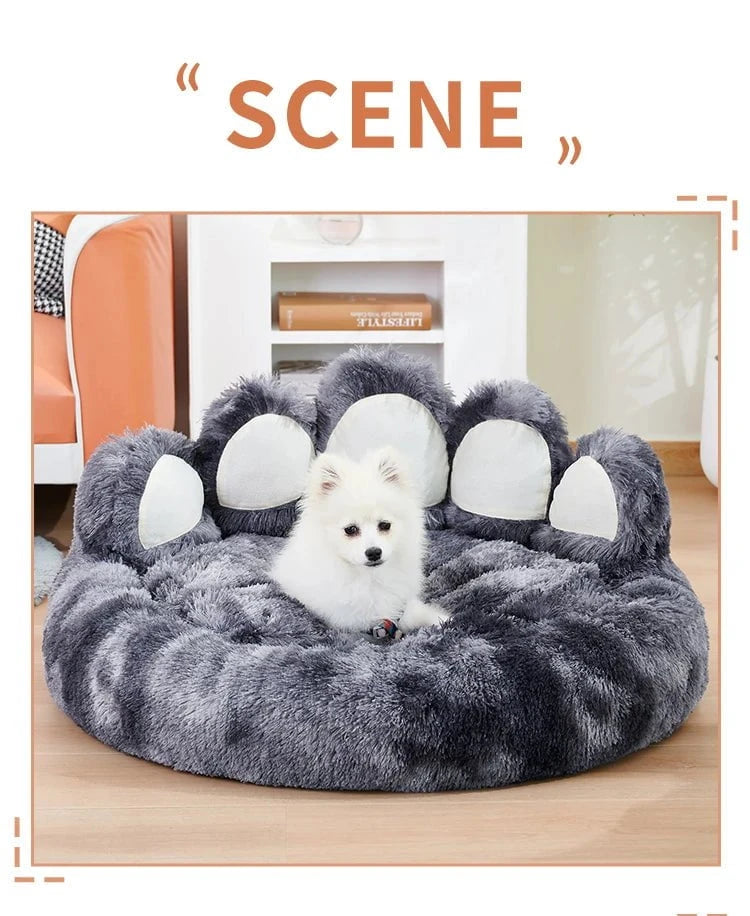 Calming Dog Bed Cozy Paw-Shaped Calming Dog Bed – Fluffy & Washable