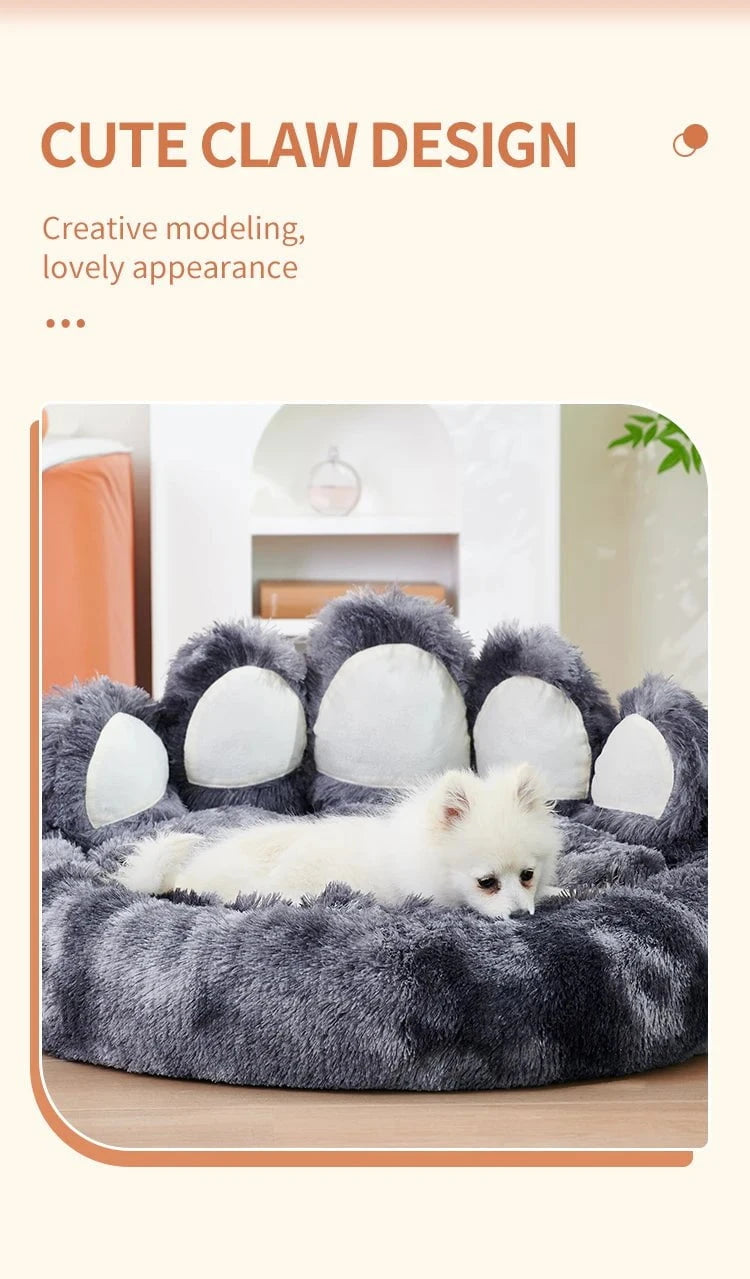Calming Dog Bed Cozy Paw-Shaped Calming Dog Bed – Fluffy & Washable