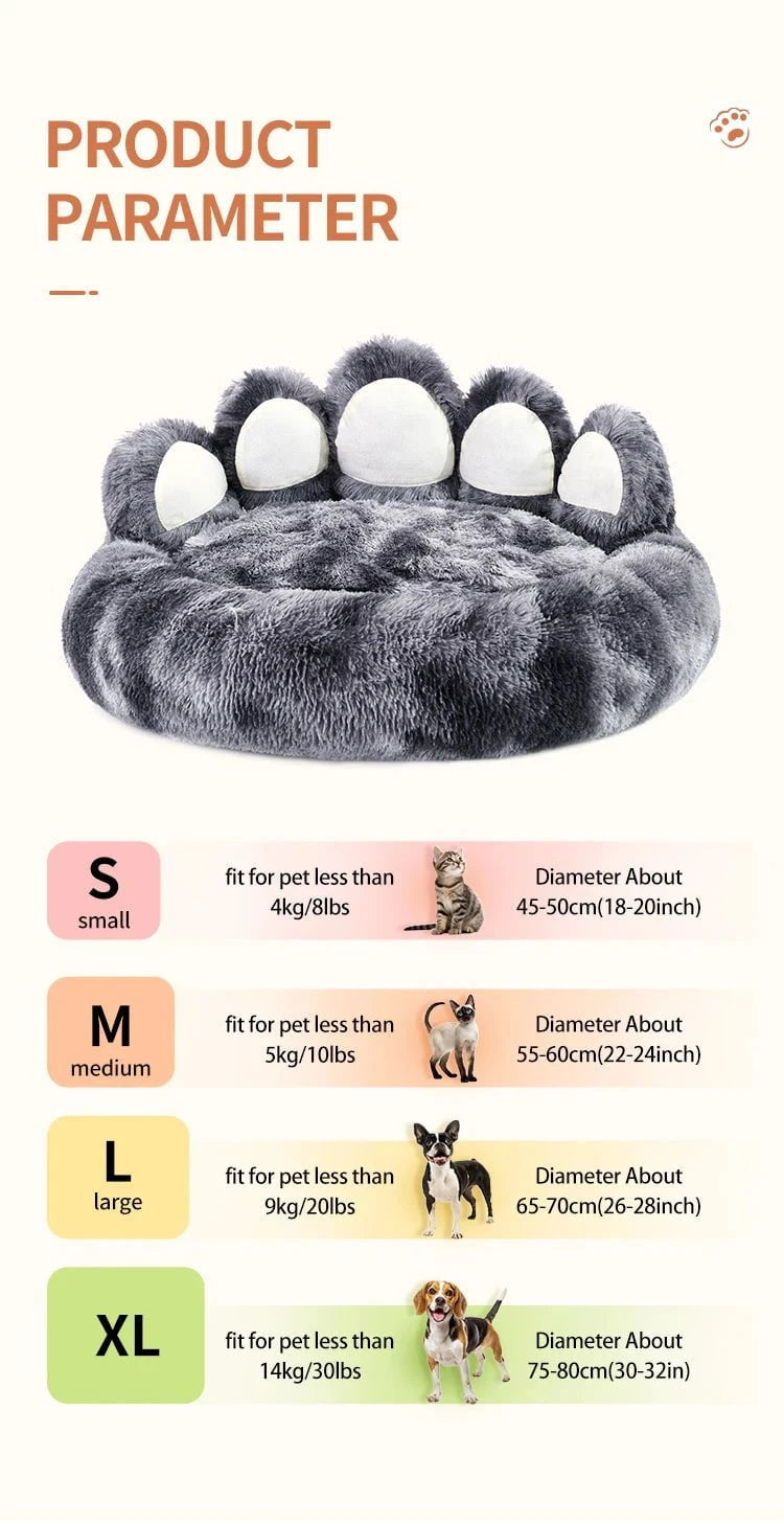 Calming Dog Bed Cozy Paw-Shaped Calming Dog Bed – Fluffy & Washable