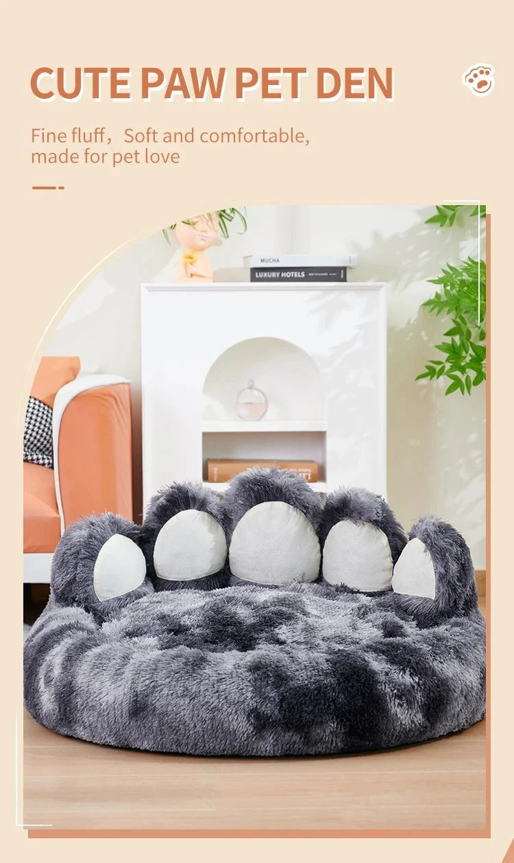 Calming Dog Bed Cozy Paw-Shaped Calming Dog Bed – Fluffy & Washable