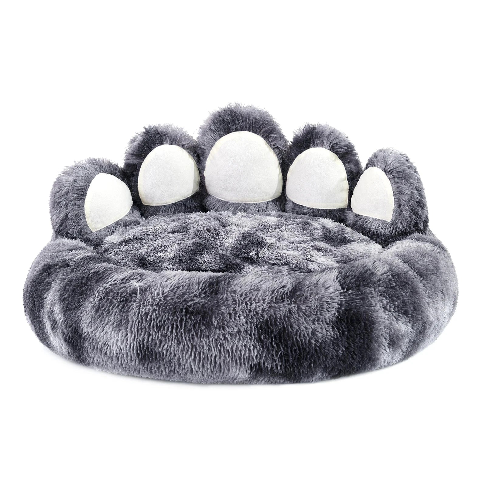Calming Dog Bed White   DarkGrey / M / United States Cozy Paw-Shaped Calming Dog Bed – Fluffy & Washable