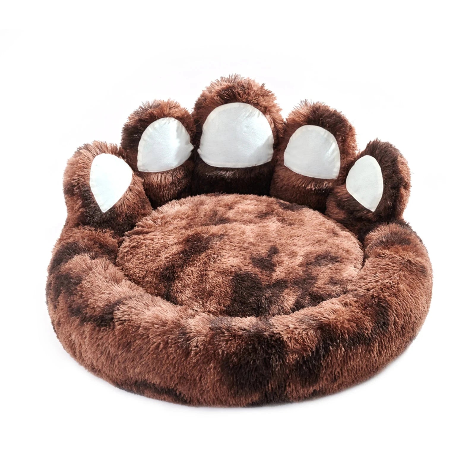 Calming Dog Bed White   DeepCoffee / M / United States Cozy Paw-Shaped Calming Dog Bed – Fluffy & Washable