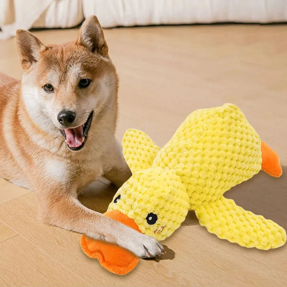Dog Calming Toy Dog Calming Duck Toy – Plush Squeaky Chew Buddy