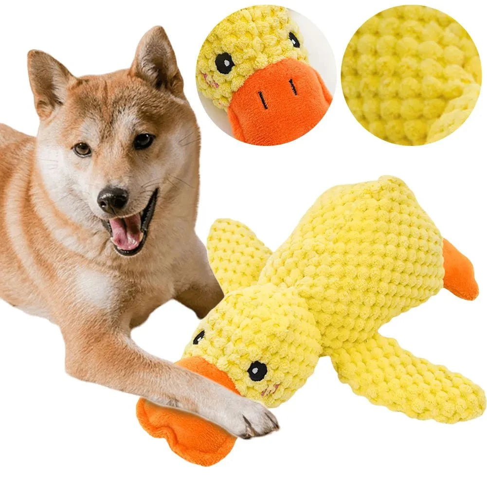 Dog Calming Toy Dog Calming Duck Toy – Plush Squeaky Chew Buddy