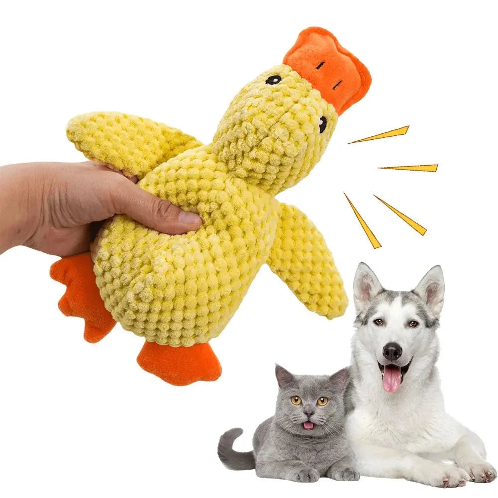 Dog Calming Toy Dog Calming Duck Toy – Plush Squeaky Chew Buddy
