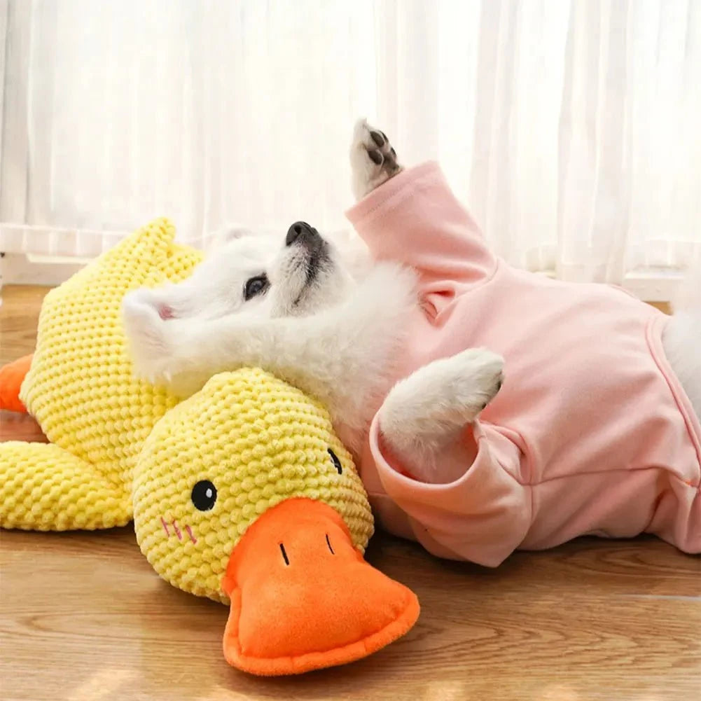 Dog Calming Toy Dog Calming Duck Toy – Plush Squeaky Chew Buddy