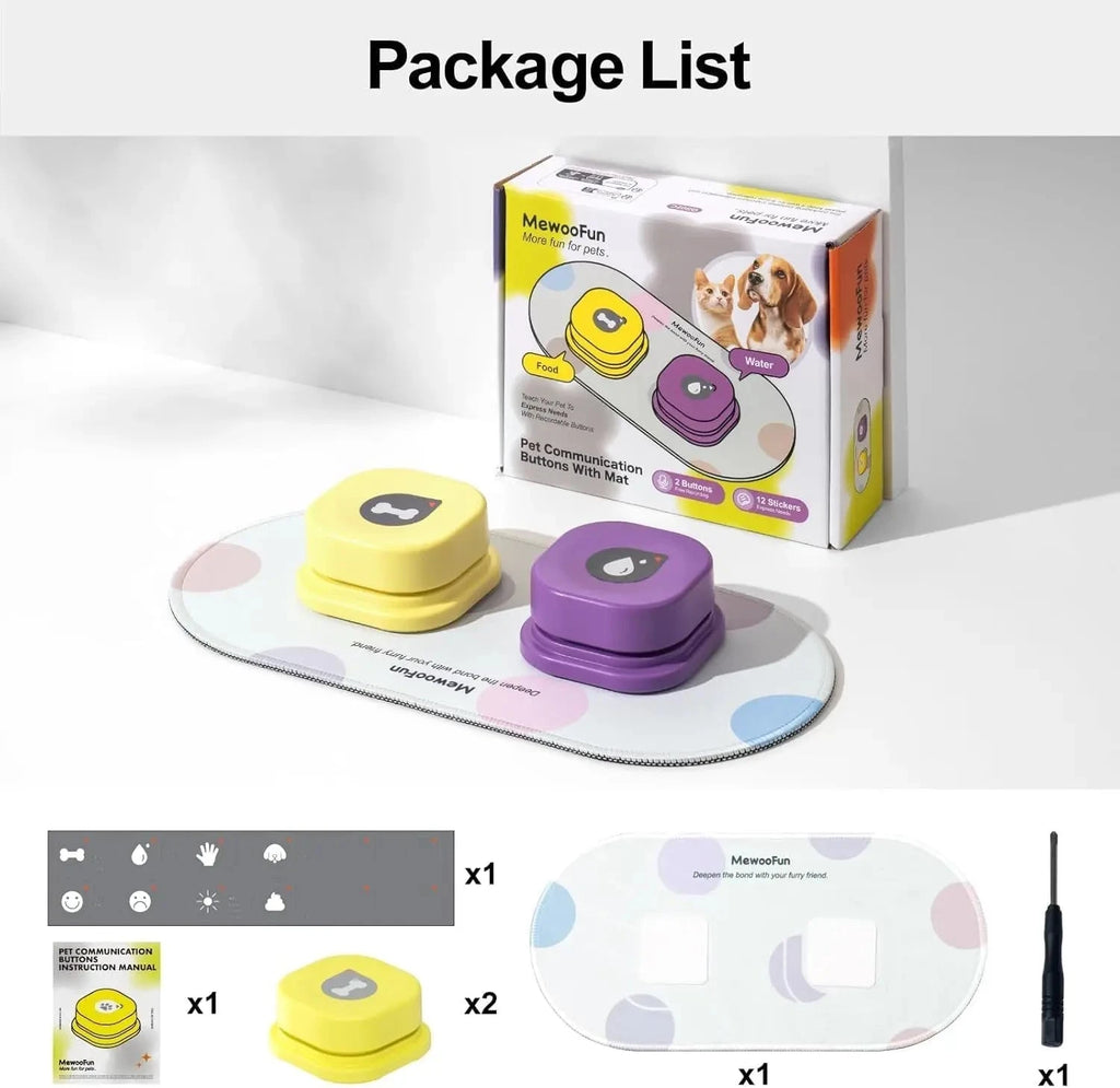 Dog Talking Buttons 2 Pack / United States Dog Talking Buttons with Mat & Training Manual