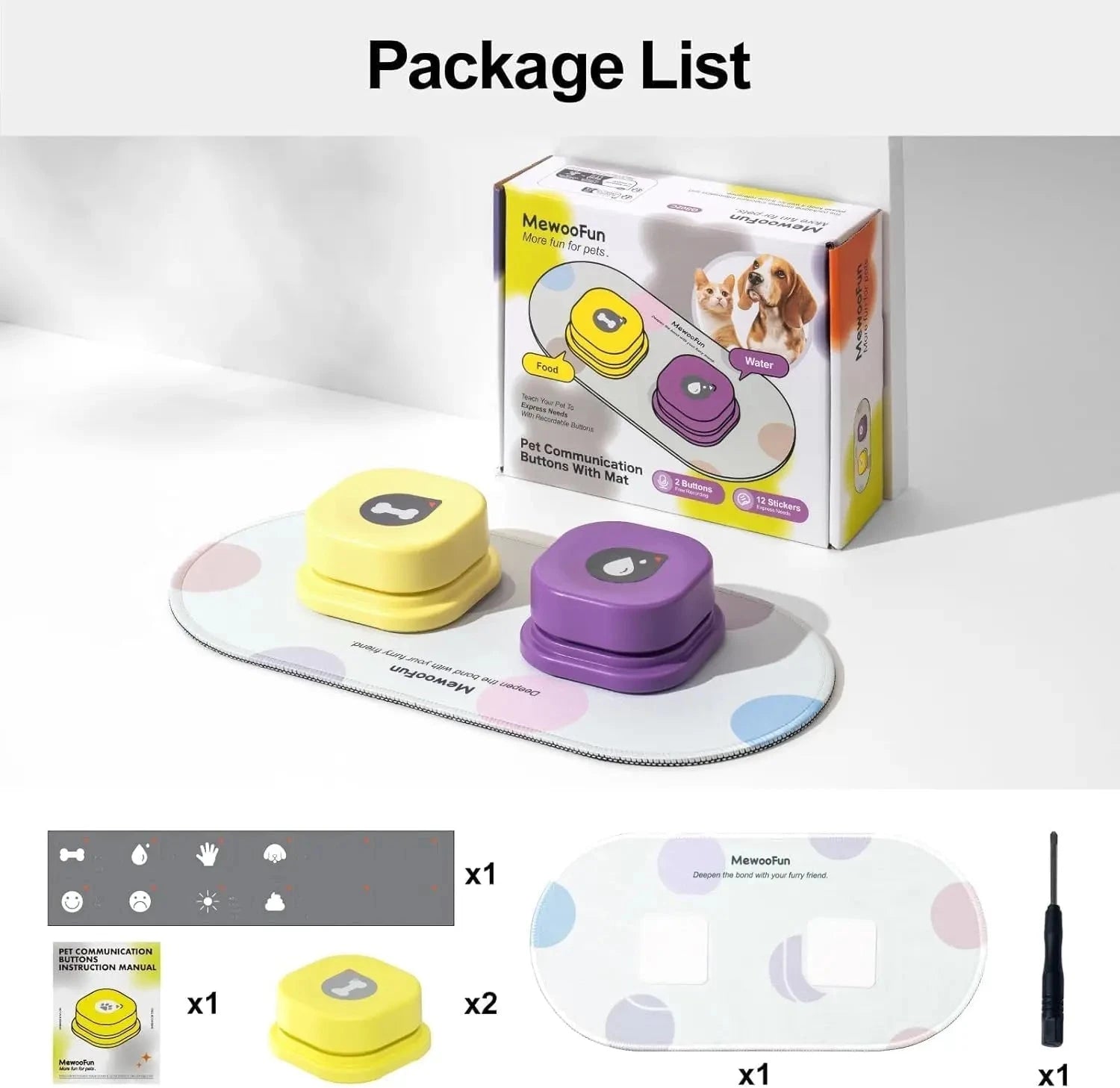 Dog Talking Buttons 2 Pack / United States Dog Talking Buttons with Mat & Training Manual