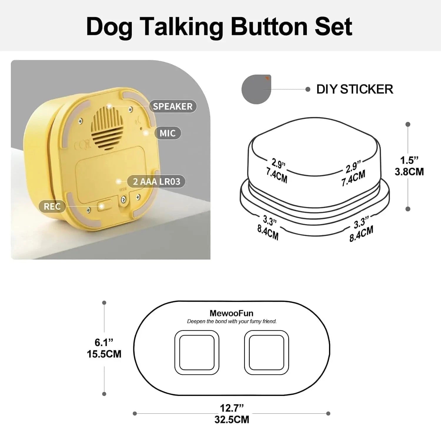 Dog Talking Buttons 2 Pack / United States Dog Talking Buttons with Mat & Training Manual