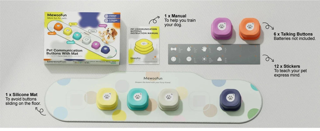 Dog Talking Buttons 2 Pack / United States Dog Talking Buttons with Mat & Training Manual