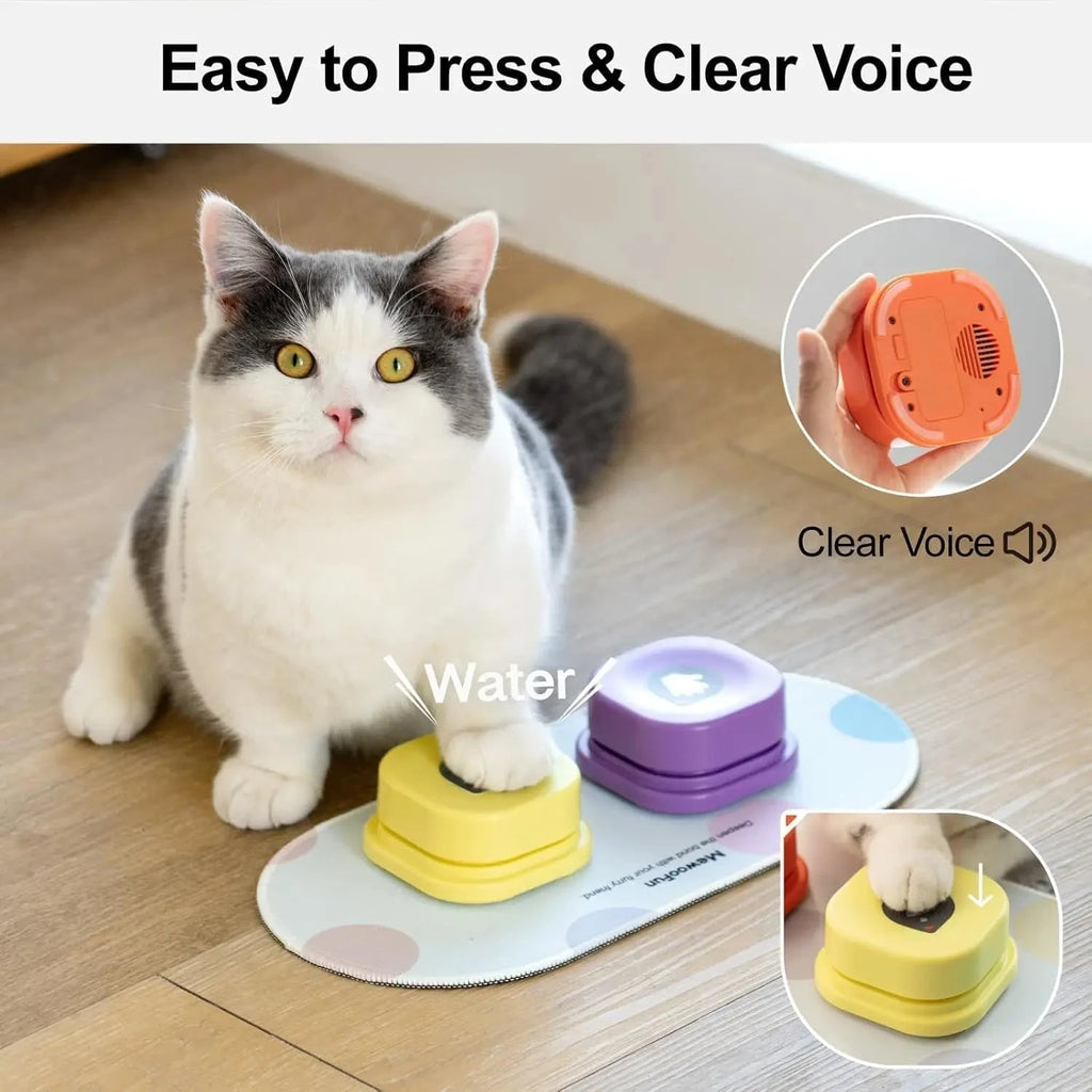 Dog Talking Buttons 2 Pack / United States Dog Talking Buttons with Mat & Training Manual