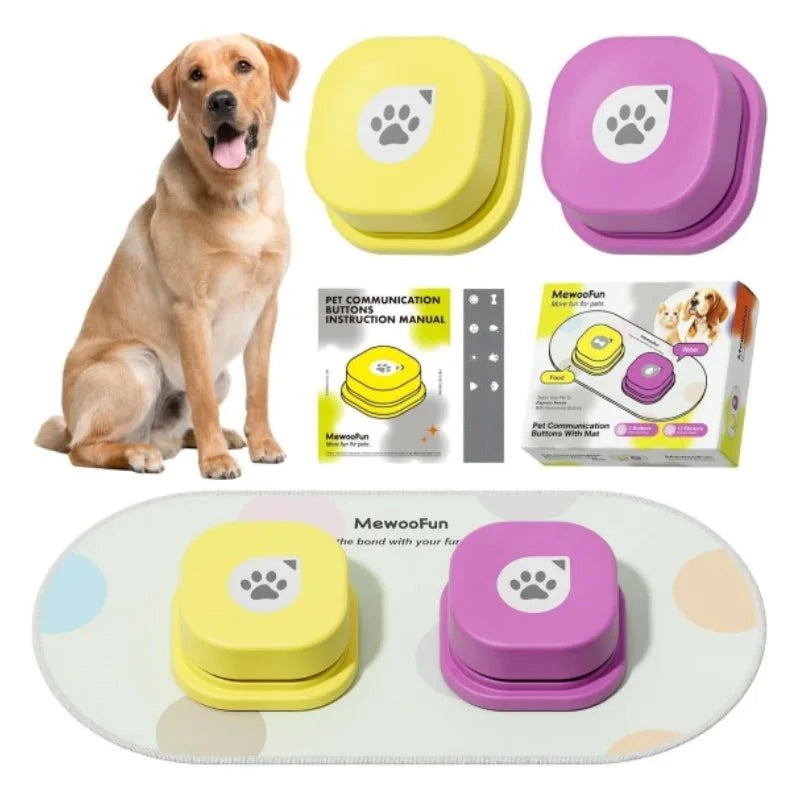 Dog Talking Buttons 2 Pack / United States Dog Talking Buttons with Mat & Training Manual