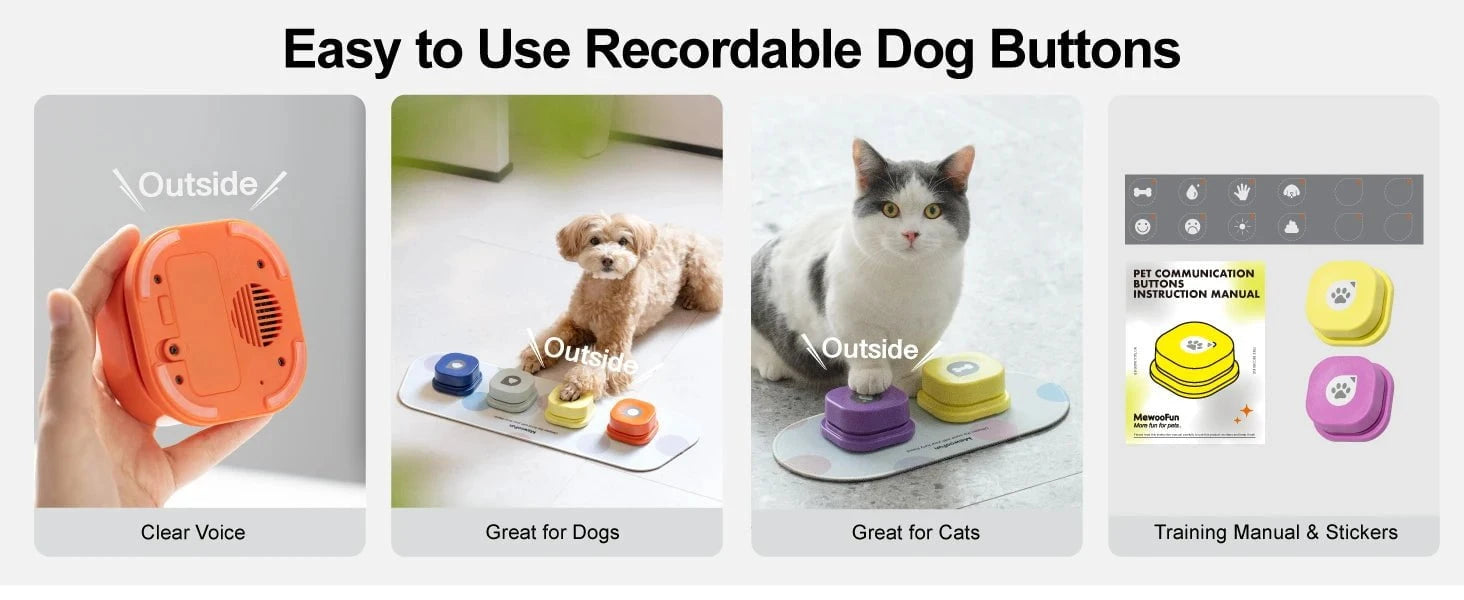 Dog Talking Buttons 2 Pack / United States Dog Talking Buttons with Mat & Training Manual