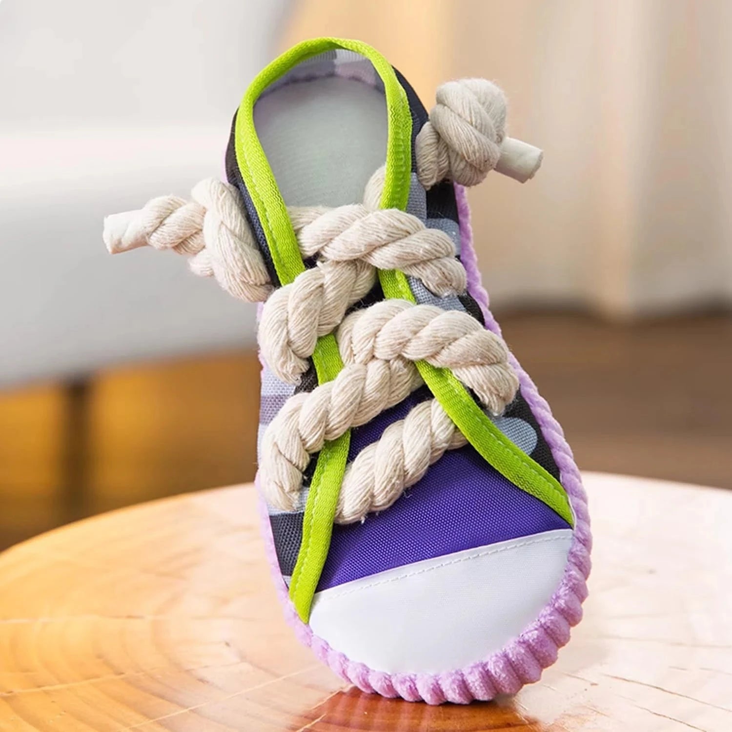Interactive Dog Toys Purple / United States Durable Grey Chew Toy with Squeaky Stick & Rope