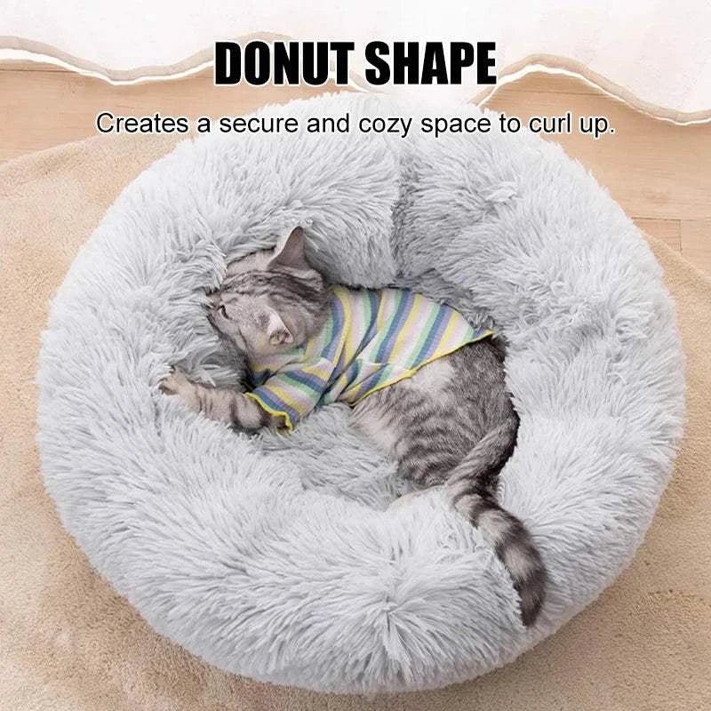 Donut Dog Bed Fluffy Donut Dog Bed – Calming & Washable Nest
