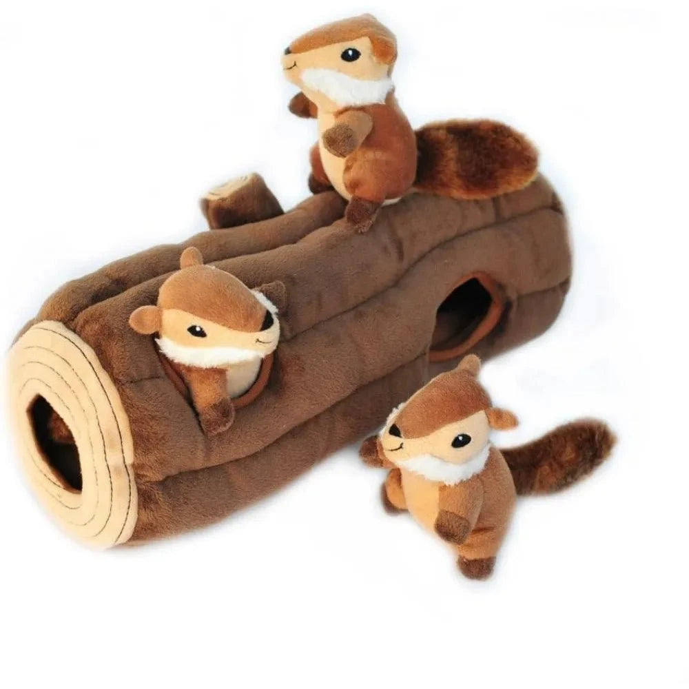 Plush Dog Puzzles brown-1pc / United States Interactive Hide & Seek Dog Puzzle Toy – Chipmunk Fun