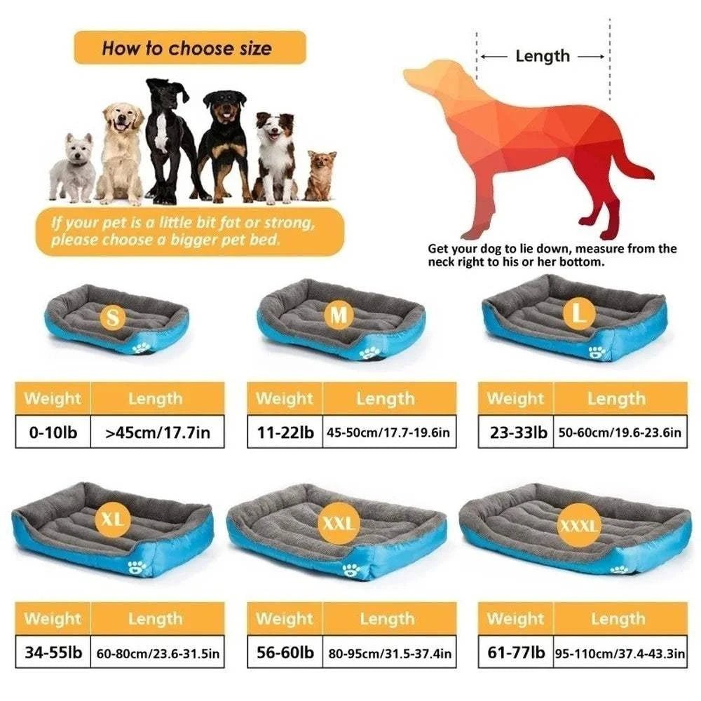 Orthopedic Dog Bed Large Waterproof Pet Bed – Washable Plush Mat