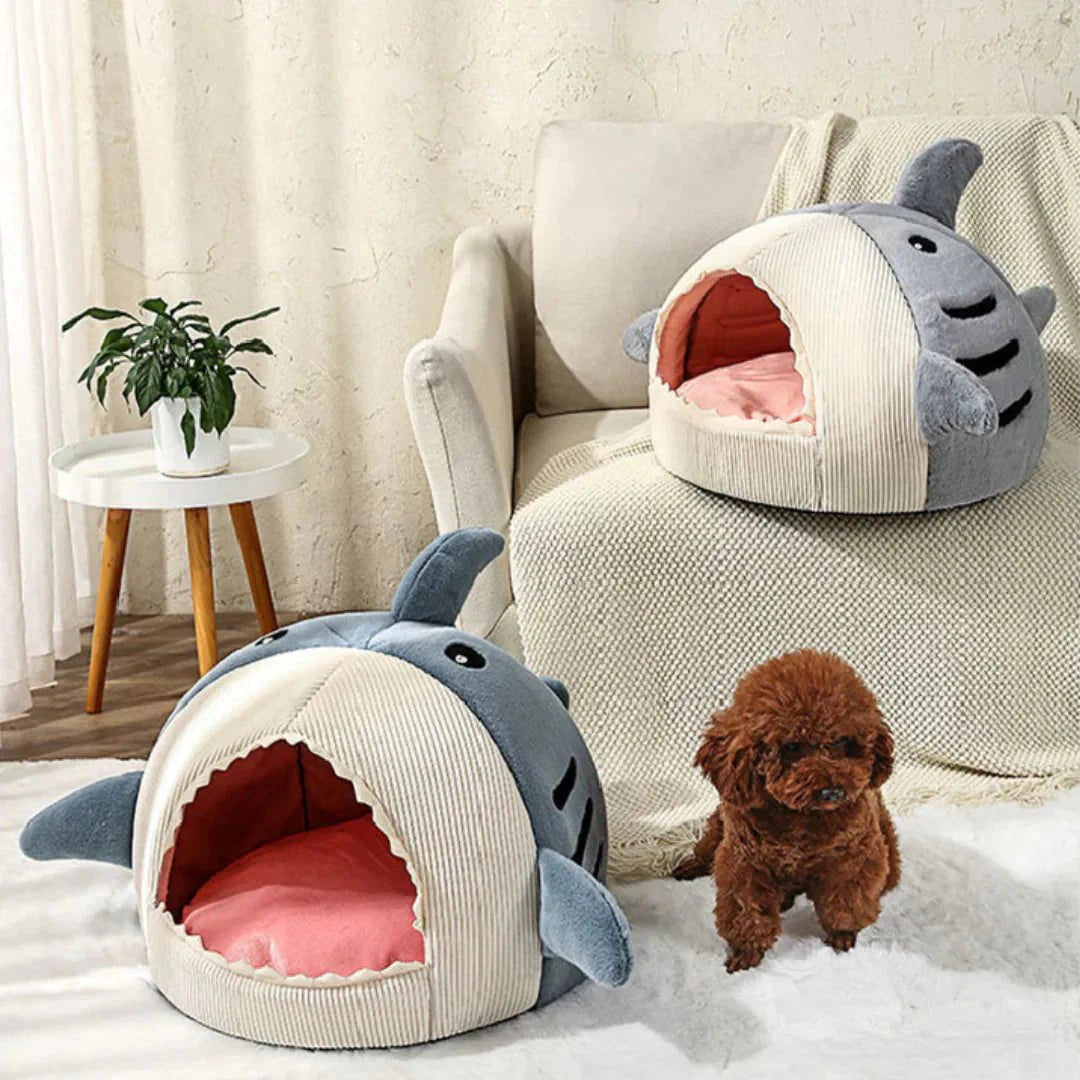 Plush Pet Bed Luxury Plush Shark Pet Bed – Soft & Cozy Nest for Small Pets