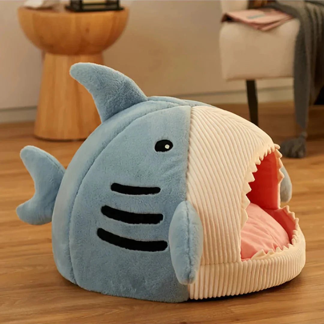 Plush Pet Bed Luxury Plush Shark Pet Bed – Soft & Cozy Nest for Small Pets