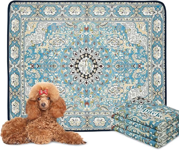 Washable Dog Training Pads Medallion BluePolyesterTPU / 36Q41Pack of two Reusable Dog Pee Pads – Leakproof and Stylish 2-Pack