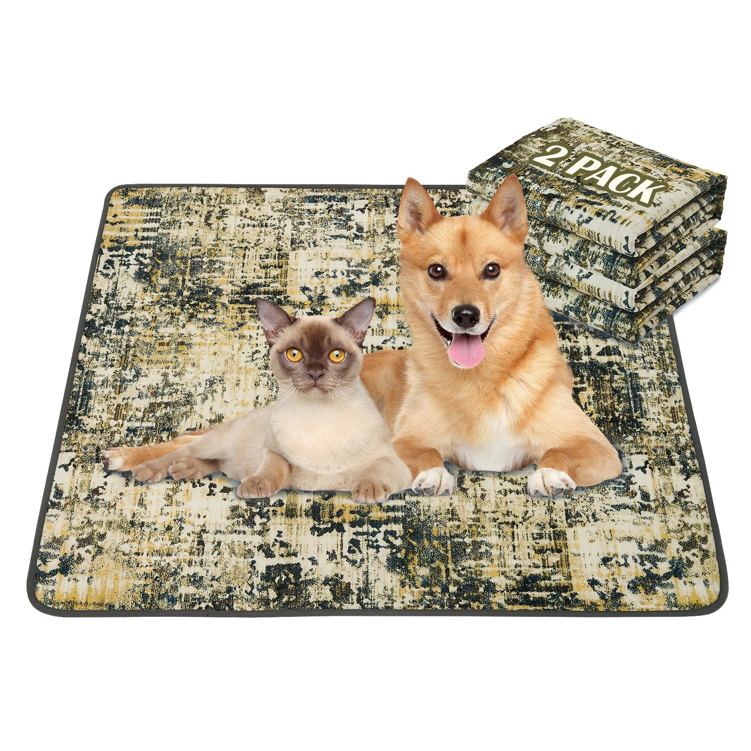 Washable Dog Training Pads Tie Dye GreenPolyesterTPU / 18Q24Pack of two Reusable Dog Pee Pads – Leakproof and Stylish 2-Pack