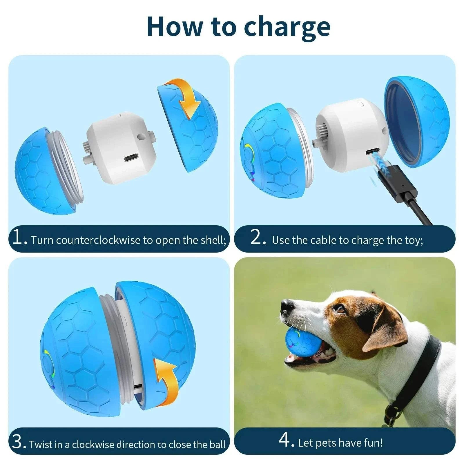 Smart USB Dog Toy Smart USB Pet Toy Ball – Light-Up Bouncing Fun