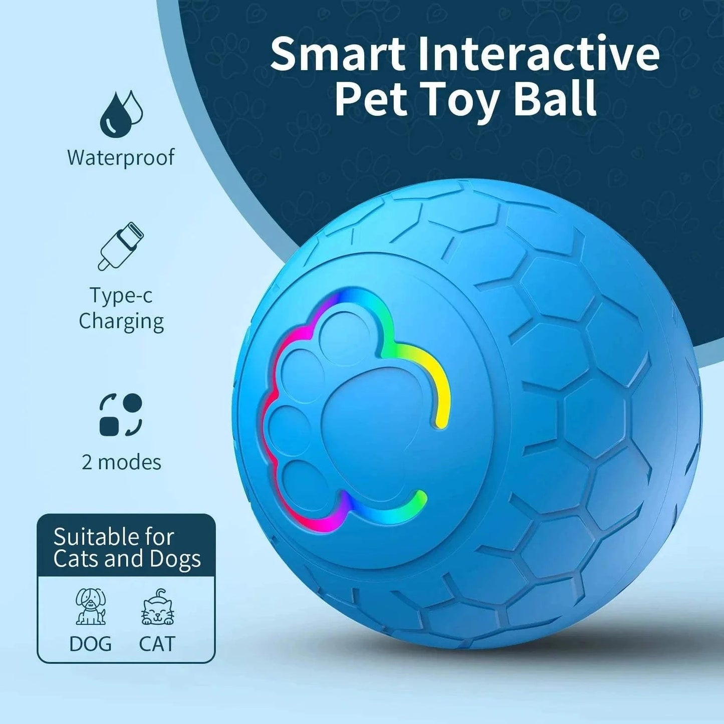 {{ Smart USB Pet Toy Ball – Light-Up Bouncing Fun }} dog and cat toy from ZoomieGood.