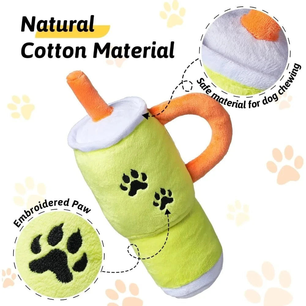 Squeaky Plush Dog Toy yellow-1pc / United States Squeaky Plush Dog Toy – Paw Cup Chew Fun