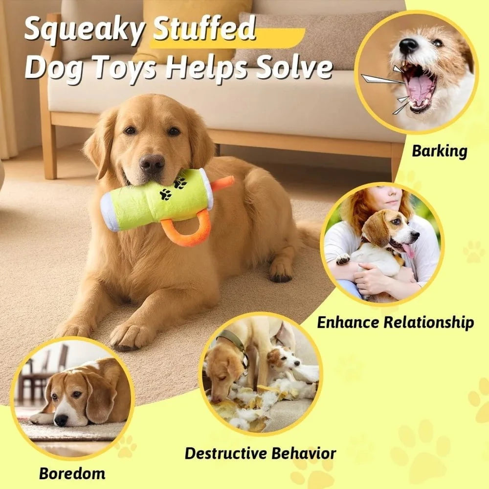 Squeaky Plush Dog Toy yellow-1pc / United States Squeaky Plush Dog Toy – Paw Cup Chew Fun